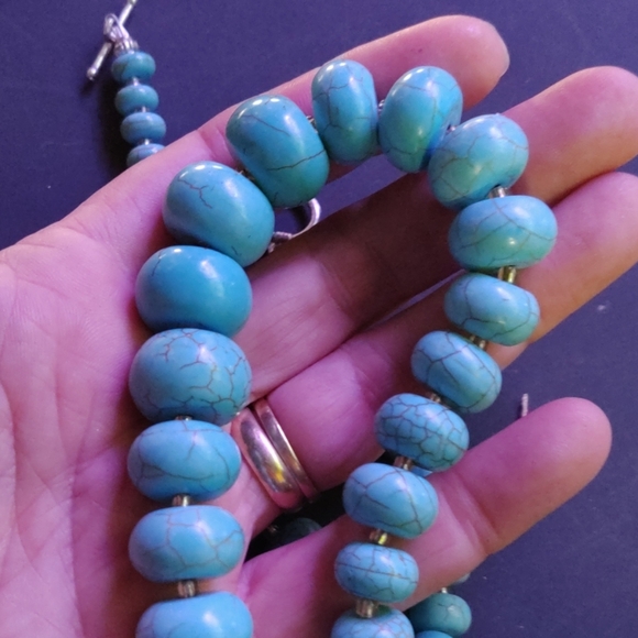 Turquoise necklace graduated stones - Picture 4 of 5